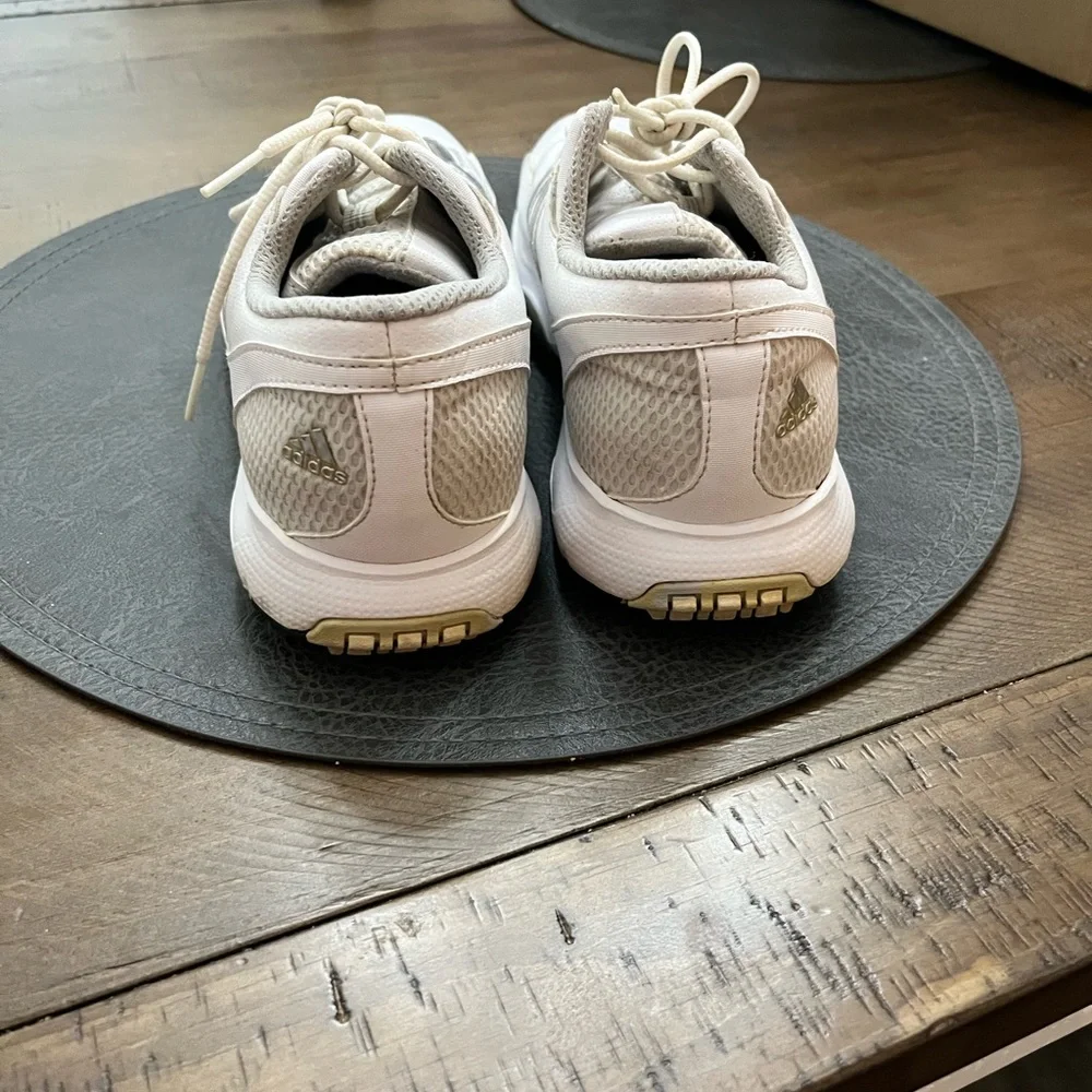Adidas EVG-791003 Golf Shoes Traxion‎ White Gray Leather Size US 7.5 Mens Cleats